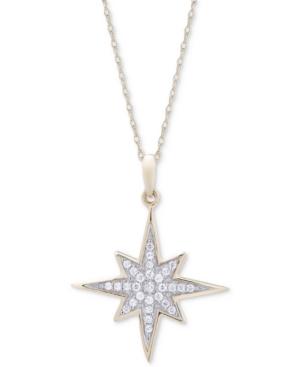Wrapped Diamond Cluster Star Pendant Necklace (1/6 Ct. T.w.) In 10k Gold, Created For Macy's