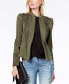 I.n.c. Puffed-shoulder Lace-contrast Jacket, Created For Macy's