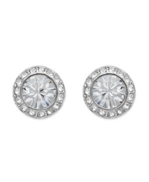 Swarovski Earrings, Silver-tone Crystal Circle Stud