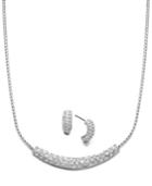 Charter Club Silver-tone Clear Pave Glass Necklace And Earrings Jewelry