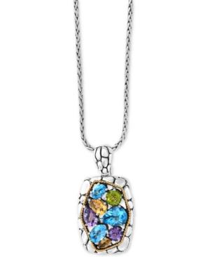 Balissima By Effy Multi-gemstone 18 Pendant Necklace (6-3/4 Ct. T.w.) In Sterling Silver & 18k Gold