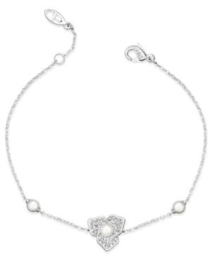 Eliot Danori Silver-tone Imitation Pearl And Pave Flower Bracelet