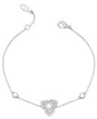 Eliot Danori Silver-tone Imitation Pearl And Pave Flower Bracelet
