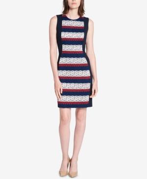 Tommy Hilfiger Striped Lace-front Sheath Dress