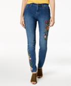 Style & Co Floral Embroidered Curvy Skinny Jeans, Created For Macy's