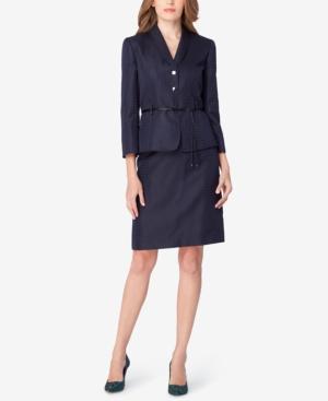 Tahari Asl Belted Jacquard Skirt Suit