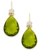 Inc International Concepts Gold-tone Pave Green Stone Drop Earrings, Only At Macy's