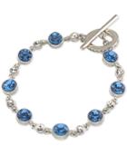 Carolee Silver-tone Blue & Clear Crystal Toggle Bracelet