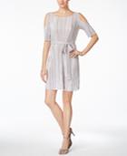 Connected Crinkled Belted Cold Shoulder Dress