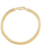 Reversible Omega Bracelet In 14k Yellow And White Gold, Made In Italy