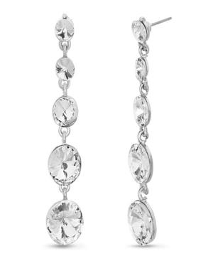Catherine Malandrino Women's Tiered Round White Rhinestone Link Silver-tone Dangle Earrings