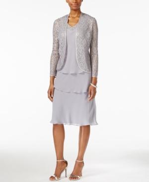 Sl Fashions Tiered Dress And Lace Jacket