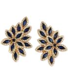 Royale Bleu Sapphire (2-1/2 Ct. T.w.) And Diamond (1 Ct. T.w.) Flower-inspired Earrings In 14k Gold