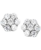 Wrapped In Love Diamond Cluster Flower Stud Earrings (1/4 Ct. T.w.) In 14k White Gold