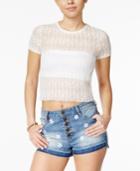 American Rag Sheer Cropped Lace T-shirt, Created For Macy's