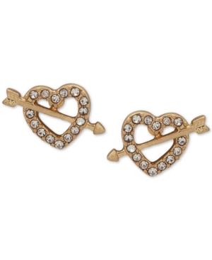 Lonna & Lilly Gold-tone Pave Heart Stud Earrings