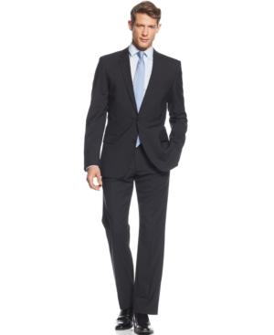 Hugo Black Solid Extra-slim-fit Suit