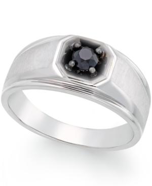 Men's Black Diamond Ring In 10k White Gold (3/8 Ct. T.w.)