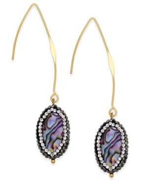 Paul & Pitu Naturally 14k Gold-plated Abalone And Crystal Drop Earrings