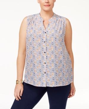 Nine West Plus Size Anchor-print Blouse