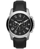 Fossil Watch, Men's Chronograph Grant Black Leather Strap 44mm Fs4812