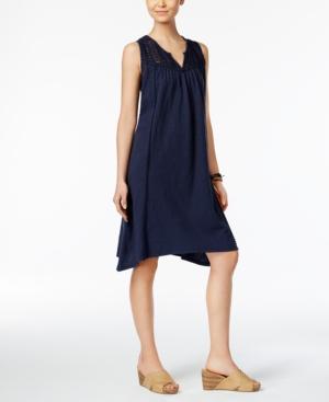 Style & Co Crochet-yoke Handkerchief-hem Dress, Only At Macy's