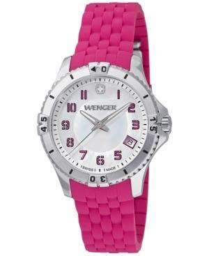 Wenger Women's Swiss Squadron Lady Pink Silicone Rubber Strap Watch 36mm 0121.101