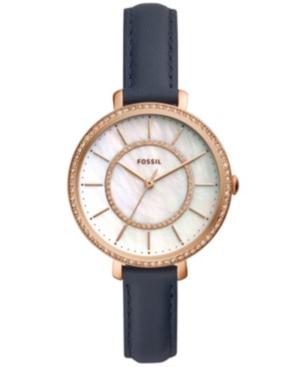 Fossil Women's Jocelyn Blue Leather Strap Watch 36mm