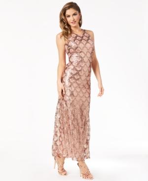 Morgan & Company Juniors' Deco Sequined Cross-back Gown