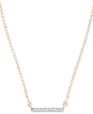 Elsie May Diamond Accent Bar Pendant Necklace In 14k Gold, 15 + 1 Extender.