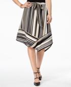 Ny Collection Striped Asymmetrical Skirt