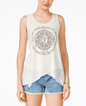 Self Esteem Juniors' Sun And Moon Asymmetrical-hem Graphic Tank