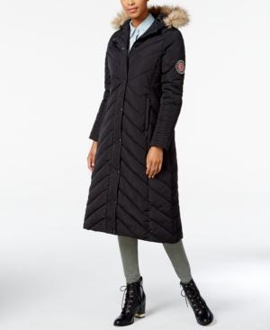 Madden Girl Faux-fur-trim Maxi Puffer Coat