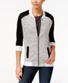 Miss Chievous Juniors' Knit Colorblocked Bomber Jacket
