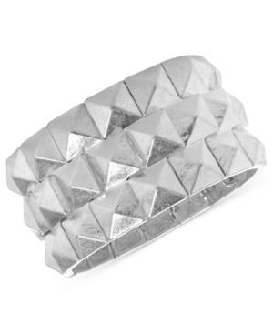 Steve Madden Bracelet, Silver-tone Pyramid Stretch Bracelet