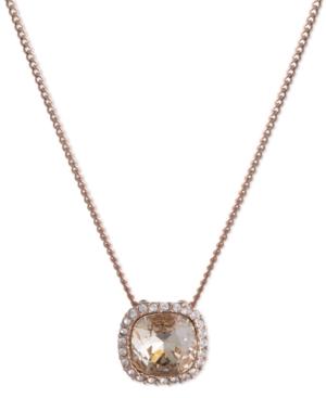 Givenchy Rose Gold-tone Crystal Cushion Pendant Necklace