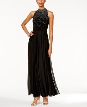 Jessica Howard Mock-neck Beaded Gown