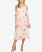 Cece Floral Cold-shoulder Chiffon Midi Dress