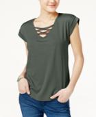 Almost Famous Juniors' High-low Lace-up T-shirt