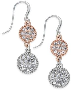 Charter Club Two-tone Pave Disc Drop Earrings, Only At Macy's
