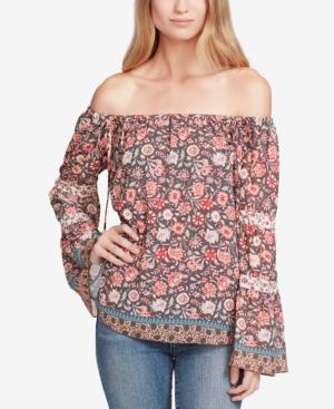 Jessica Simpson Juniors' Mixed-print Off-the-shoulder Top