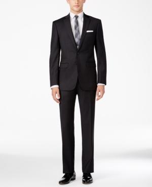 Calvin Klein Men's X-fit Neat Charcoal Slim Fit Suit