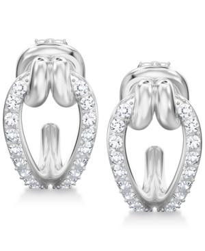 Swarovski Silver-tone Crystal Knot Drop Hoop Earrings