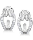 Swarovski Silver-tone Crystal Knot Drop Hoop Earrings