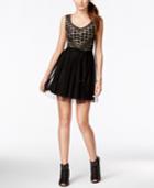 Be Bop Juniors' Metallic Lace Fit-and-flare Dress