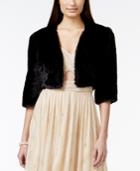 Sl Fashions Three-quarter-sleeve Faux-fur Jacket