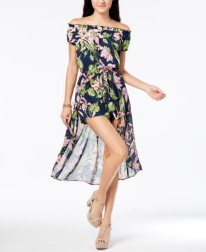 Be Bop Juniors' Printed Overlay Romper Dress