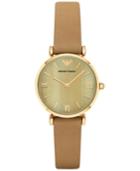 Emporio Armani Women's Gianni T-bar Light Brown Leather Strap Watch 32mm Ar1967