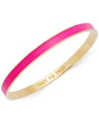 Kate Spade New York Bracelet, Gold-tone Fluorescent Pink "hot To Trot" Idiom Bangle Bracelet
