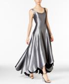B Michael Metallic Scalloped A-line Gown